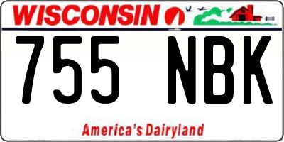 WI license plate 755NBK