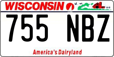 WI license plate 755NBZ