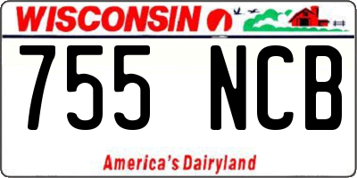 WI license plate 755NCB