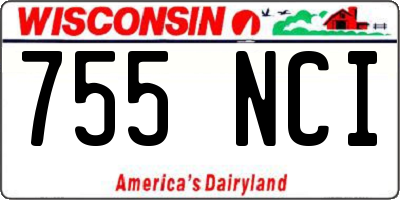 WI license plate 755NCI