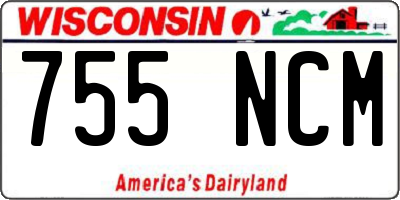 WI license plate 755NCM