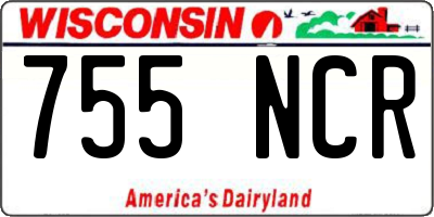 WI license plate 755NCR
