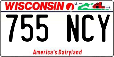 WI license plate 755NCY