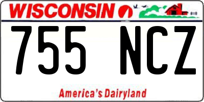 WI license plate 755NCZ