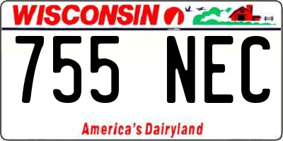 WI license plate 755NEC