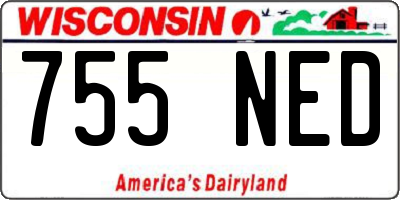 WI license plate 755NED