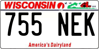 WI license plate 755NEK