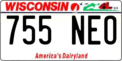 WI license plate 755NEO