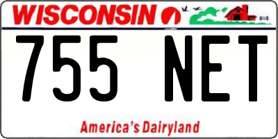 WI license plate 755NET