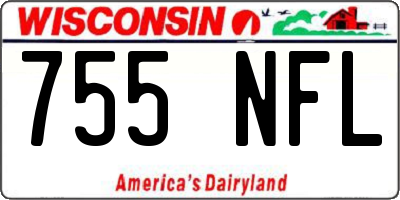 WI license plate 755NFL