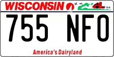 WI license plate 755NFO