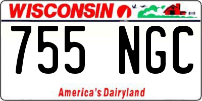 WI license plate 755NGC