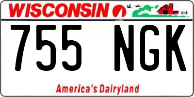 WI license plate 755NGK