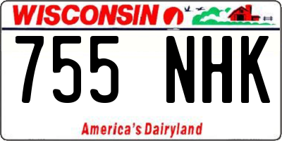 WI license plate 755NHK