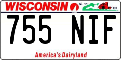 WI license plate 755NIF