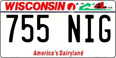 WI license plate 755NIG