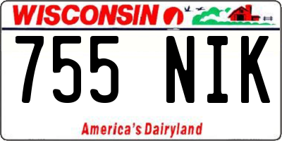 WI license plate 755NIK