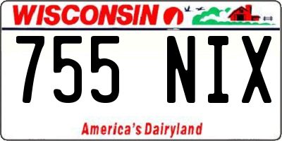 WI license plate 755NIX
