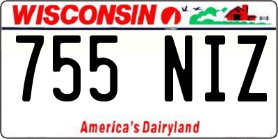 WI license plate 755NIZ