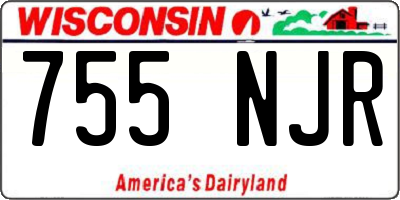 WI license plate 755NJR
