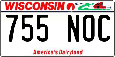 WI license plate 755NOC