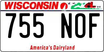 WI license plate 755NOF