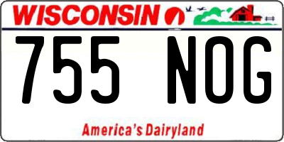 WI license plate 755NOG
