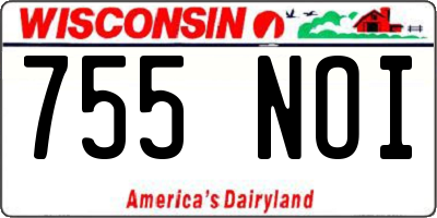 WI license plate 755NOI