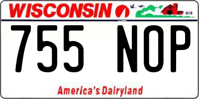 WI license plate 755NOP
