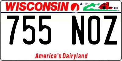 WI license plate 755NOZ