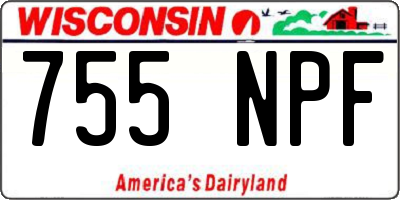 WI license plate 755NPF