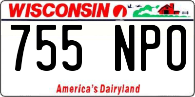WI license plate 755NPO