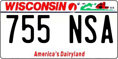 WI license plate 755NSA