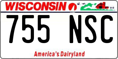 WI license plate 755NSC