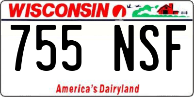 WI license plate 755NSF
