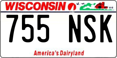 WI license plate 755NSK