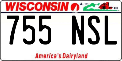 WI license plate 755NSL