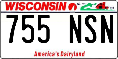 WI license plate 755NSN
