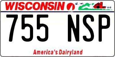 WI license plate 755NSP