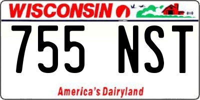 WI license plate 755NST