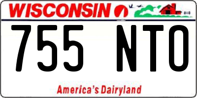 WI license plate 755NTO