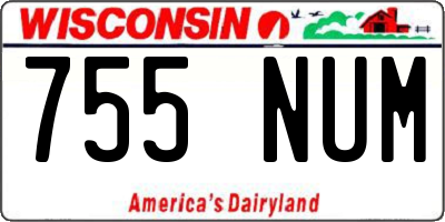 WI license plate 755NUM