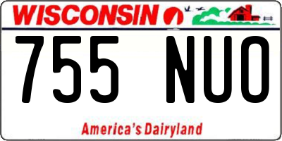 WI license plate 755NUO