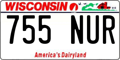 WI license plate 755NUR