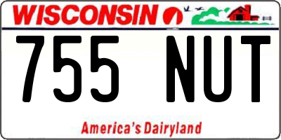 WI license plate 755NUT