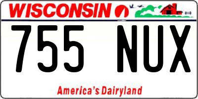 WI license plate 755NUX