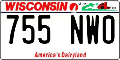 WI license plate 755NWO