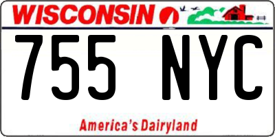 WI license plate 755NYC