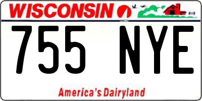 WI license plate 755NYE