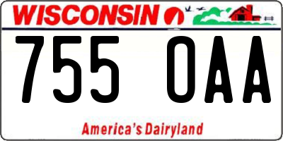 WI license plate 755OAA
